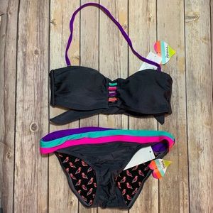 Raisins Swim Gray Halter Bikini set Size Small